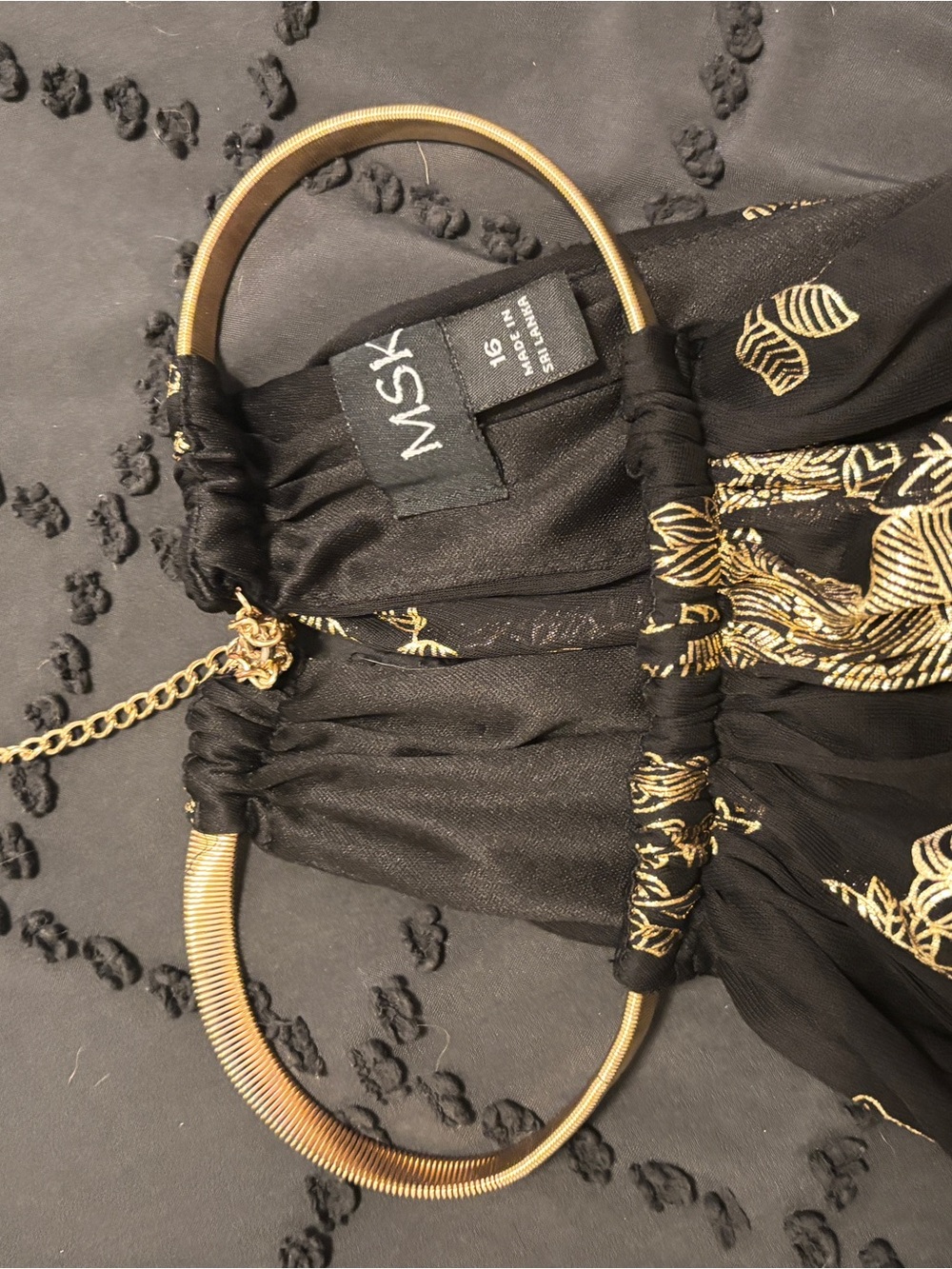 MSK Black Maxi Dress with Gold Floral Foil - Picture 4 of 4